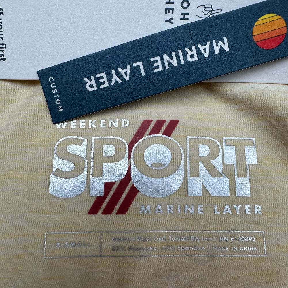 Marine Layer Weekend Sport Top Mens Extra Small Yellow Long Sleeve 1/4 Zip NEW - Picture 9 of 13